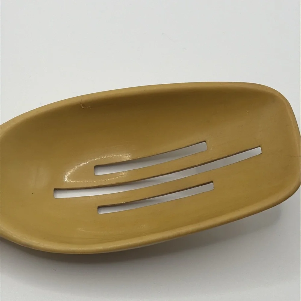 retro Beige Foley Nylon Plastic Slotted serving Spoon Utensil Retro EUC